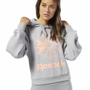 Bluza Z Kapturem Damskie Reebok Classic Big Logo Fleece Szare PL 50FSAOB